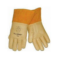 John Tillman & Co 42M Tillman Medium Top Grain Pigskin MIG Welder's Glove With Cotton/Foam Lined Back, Unlined Palm, Straight Th